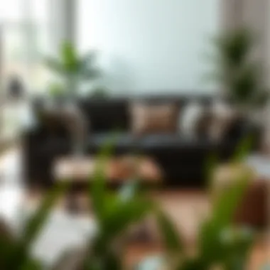 Cozy Arrangement with Decorative Cushions Cozy arrangement featuring a dark gray sleeper sectional with decorative cushions