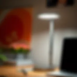 A close-up view of a modern LED desk lamp showcasing its sleek design and adjustable features