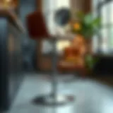 Sleek metal footrest design integrated into a modern bar stool