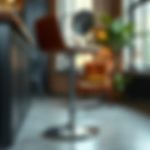 Sleek metal footrest design integrated into a modern bar stool