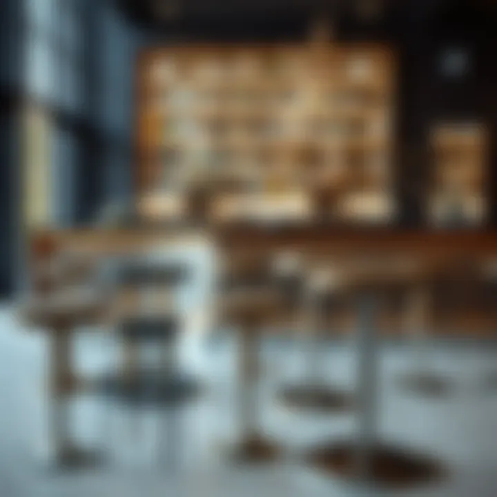 Variety of metal footrest styles showcased in an elegant bar setting