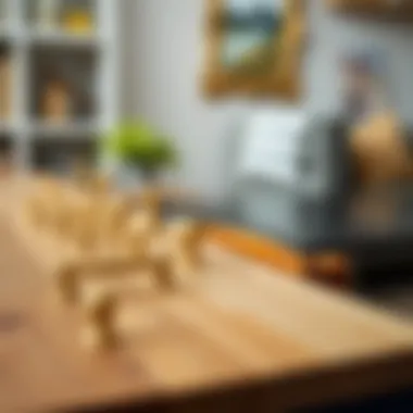 Variety of gold cabinet finger pulls showcased on a wooden surface