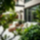 Lush plastic greenery blending seamlessly in a modern outdoor setting