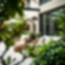 Lush plastic greenery blending seamlessly in a modern outdoor setting