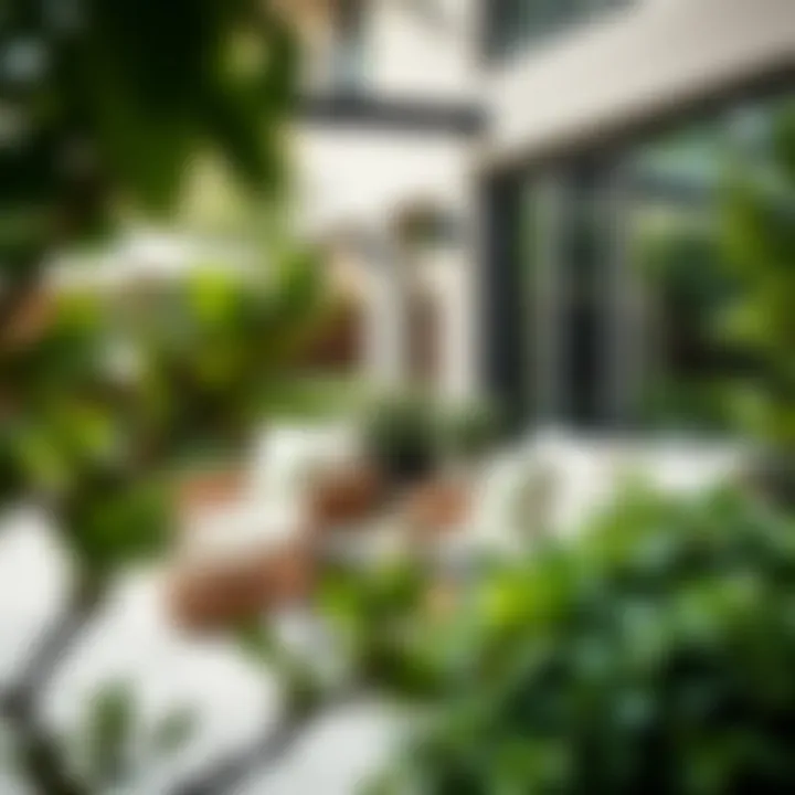 Lush plastic greenery blending seamlessly in a modern outdoor setting