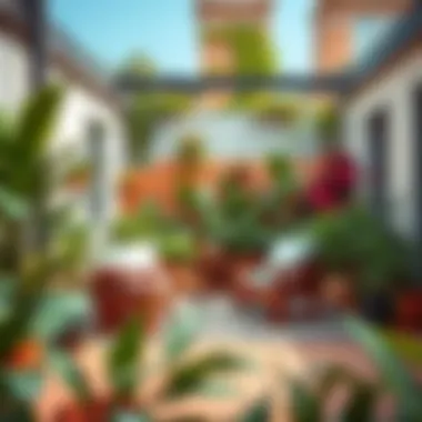 A vibrant outdoor space showcasing the versatility of plastic plants