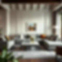 Elegant sofa and ottoman arrangement in a modern living room