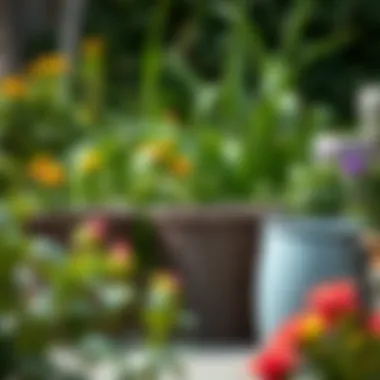 Eco-friendly aspect of plastic wicker storage baskets in a garden