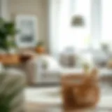 Stylish plastic wicker storage basket in a modern living room setting