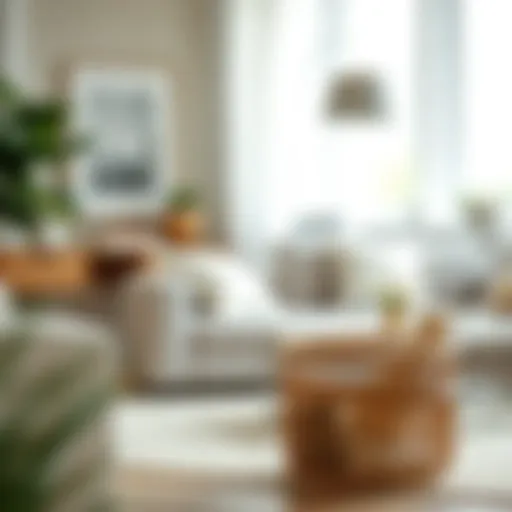 Stylish plastic wicker storage basket in a modern living room setting