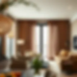 Elegant bamboo grommet top curtain panel in a modern living room