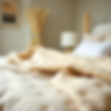 Serene Bedroom with Beige Blanket Close-up of beige blanket in a serene bedroom setting