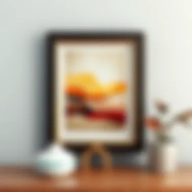 Elegant display of an 8.5 x 11 floating frame showcasing abstract art