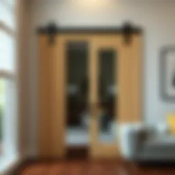 Detailed view of a frame for a bypass door opening