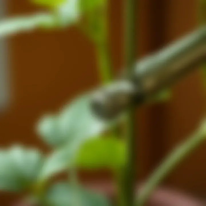Detailed Mechanism of a Self-Watering Device Close-up view of the mechanism of a self-watering stick