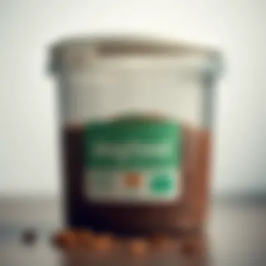 A 55 quart dog food container with eco-friendly labeling and design