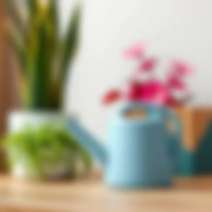 Ergonomic Features of Small Watering Cans Close-up of a small plastic watering can with ergonomic design