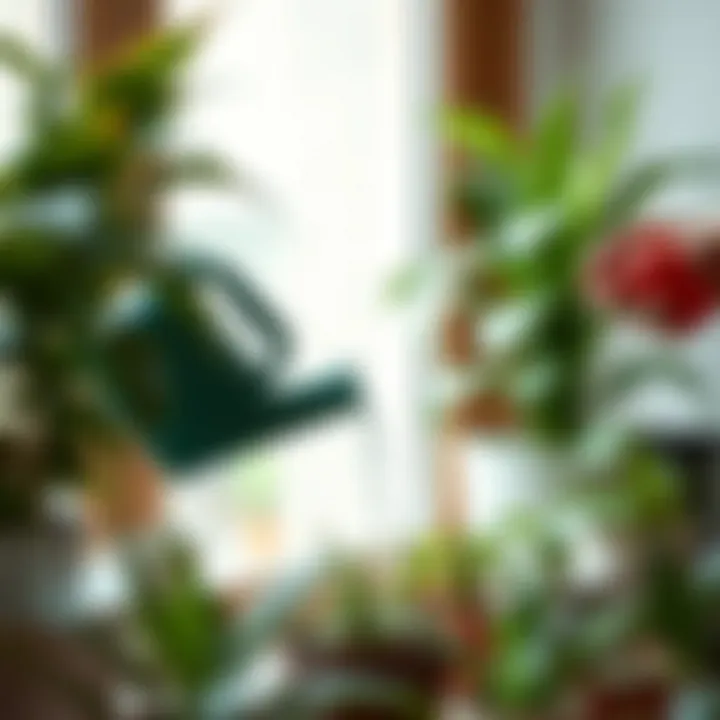 Watering Indoor Plants Effectively Indoor plants being watered with small watering can