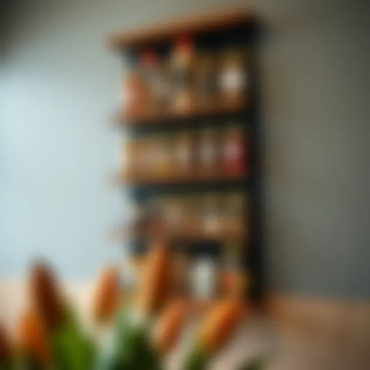Elegant Wall-Mounted Spice Rack Elegant wall-mounted spice rack showcasing various spice jars