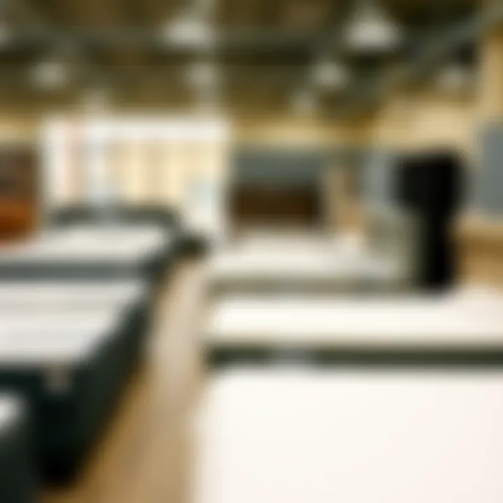 Diverse Box Springs in Retail Store Various types of box springs available in a retail store setting