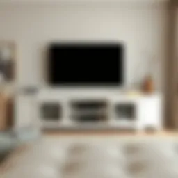 Elegant white wood entertainment unit in a modern living room setting
