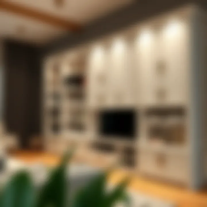 Maximizing Utility: Smart Storage in White Wood Functional storage solutions integrated into a white wood entertainment unit