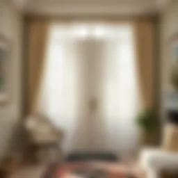 Elegant sheer curtains framing a front door