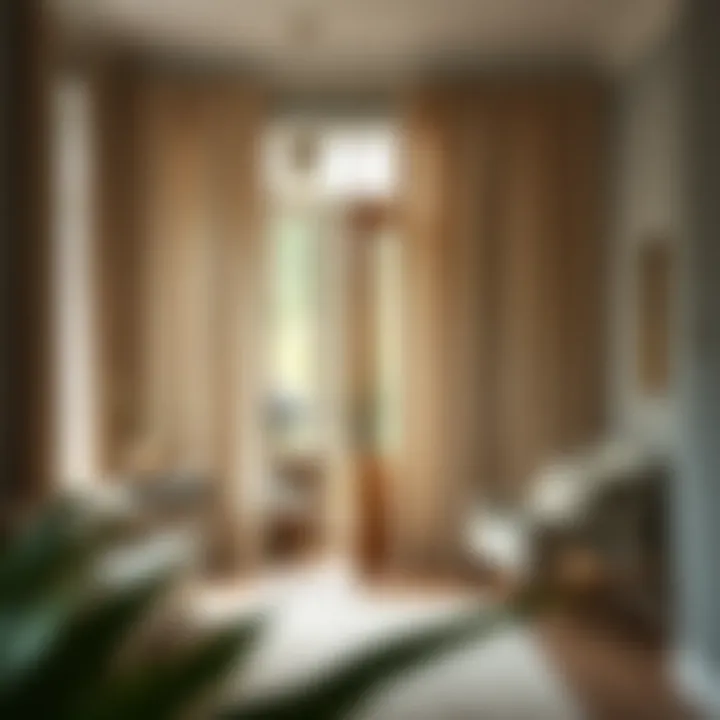 Textured Fabric Curtains in a Modern Entryway Richly textured fabric curtains enhancing a modern entryway