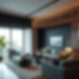 Innovative wire tube installation in a modern living room