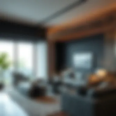 Innovative wire tube installation in a modern living room