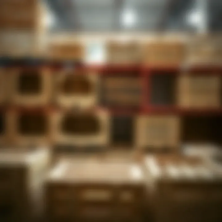 Local Supply Store Crate Options Selection of wooden crates at a local supply store