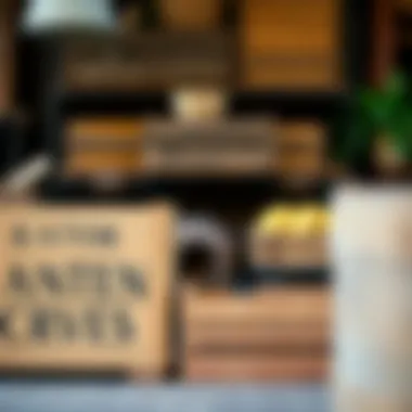 Artisan Wooden Crates Beautifully crafted wooden crates in a rustic setting
